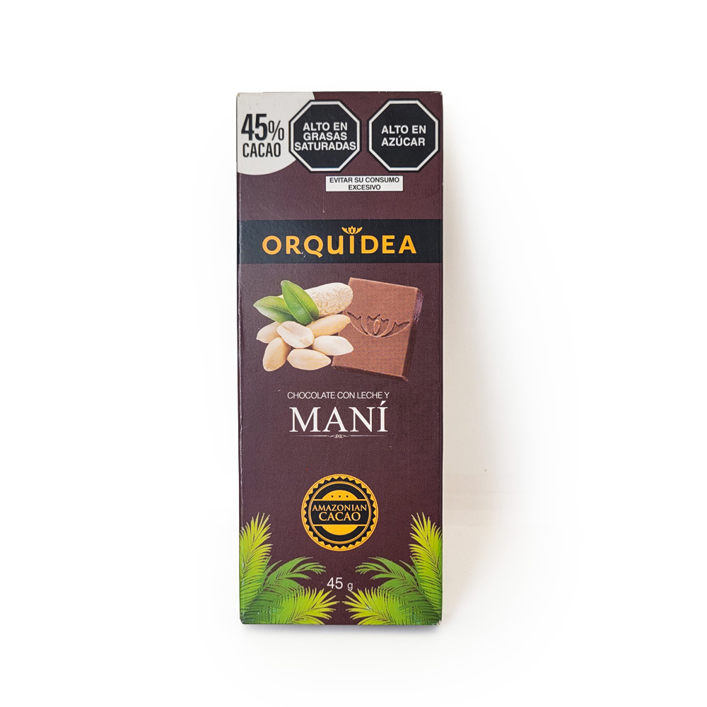 Chocolate con Leche y Maní (45% cacao) 45gr – Orquidea