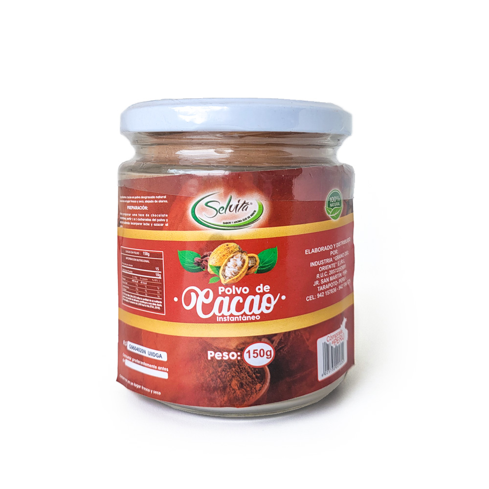 Polvo de Cacao Instantáneo Frasco 150gr – Selvita